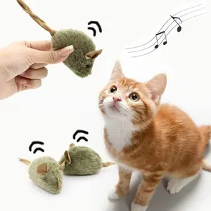 Funny Plush Cat Toy Simulation Mouse Automatic Chirping Interactive Mice Cat Toy Bite Resistance Pet Cat Toys Kitten Supplies