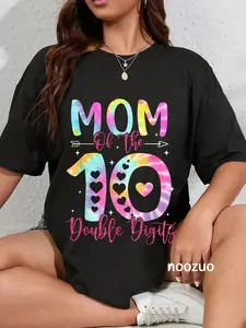 100% Cotton Mom of The Birthday Girl Double Digits 10th Birthday T-Shirt