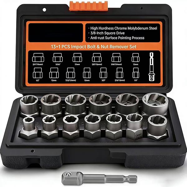 Bolt Extractor Kit 13 Pcs Stripped Bolt Extractor Set Impact Bolt Nut Easy Out Remove Rusted Frozen for Drill Use