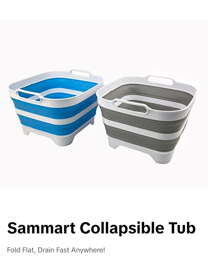 SAMMART 10L (2.64 Gallon) Collapsible Dishpan with Draining Plug - Foldable Washing Basin - Portable Dish Washing Tub - Space Saving Kitchen Storage Tray SAMMART 10L (2.64 Gallon) Collapsible Dishpan with Draining Plug - Foldable Washing Basin - Portable Dish Washing Tub - Space Saving Kitchen Storage Tray