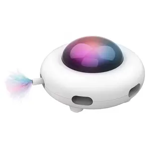 Pet Redord Interactive Cat Toy, Electric Cat Toys for Moving Concealed Feathers, Smart Sensor 6 Holes Whack a Mole Feather Toy, USB Charge Automatic Kitten Christmas Toys