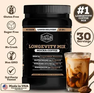 Black Forest - 2 Bottles x Longevity Coffee (10-In-1) - NMN, Glutathione, Magnesium Glycinate, TMG, Vitamin D3, C, K2, B12, Cocoa Powder, Instant Coffee | 30 Servings - Gluten - Free Sugar - Free Non GMO