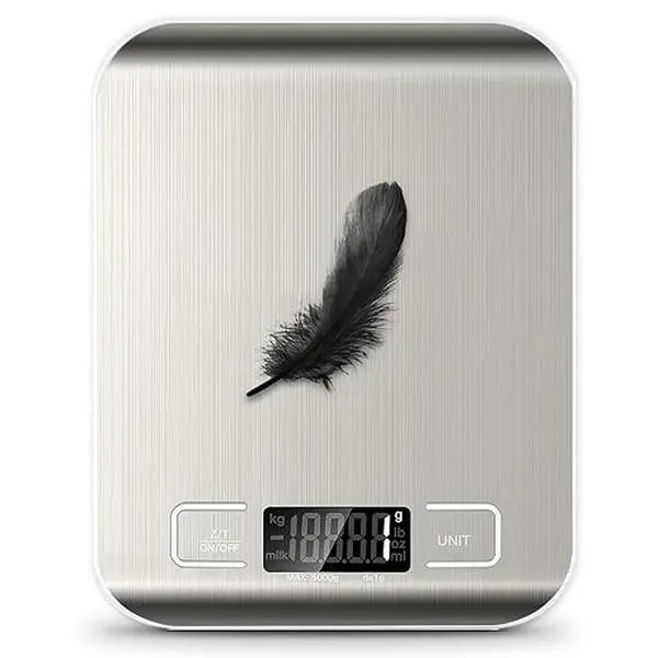 Stainless Steel Food Scale 11lb with 6 Units Tare Function, LCD Display, Batteries Included for Baking, Cooking, Dieting & Meal Prep