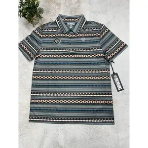 Rock And Roll Aztec Stripe Printed Polo Teal