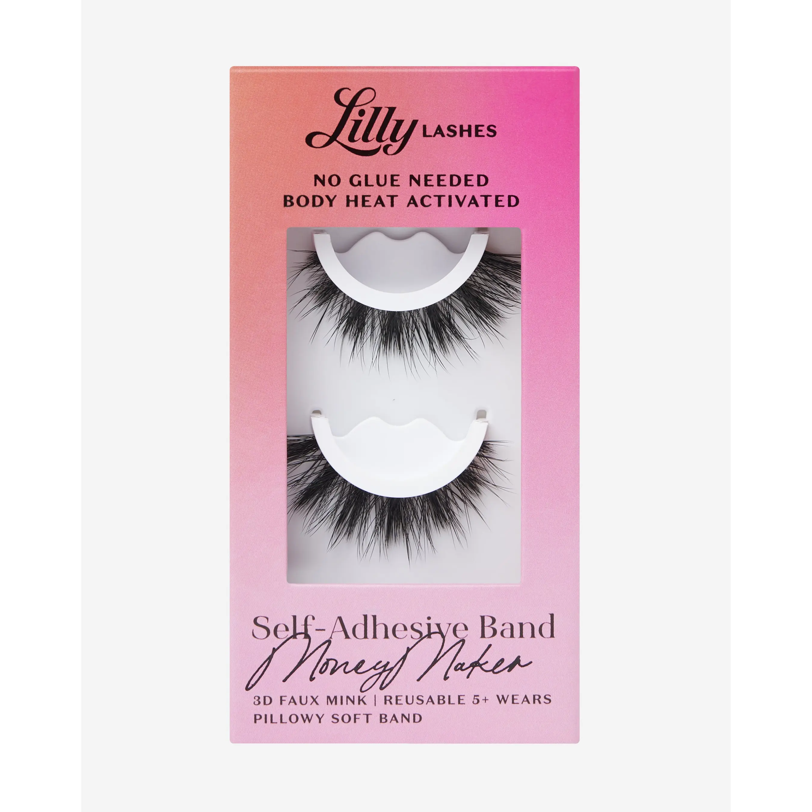 Self-Adhesive Eyelashes MoneyMaker | Lilly Lashes 3D Faux Mink | No Glue Needed, Body Heat Activated
