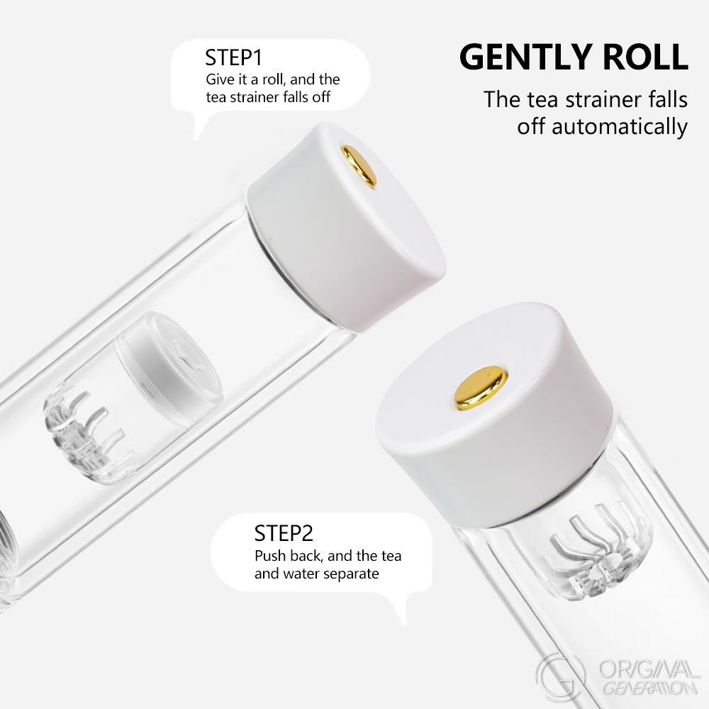 New Magnetic Tea Separator Glass Bottle Double Layer Heat Protection Glass Bottle Double Glass Insulation To Prevent Scalding Bottle