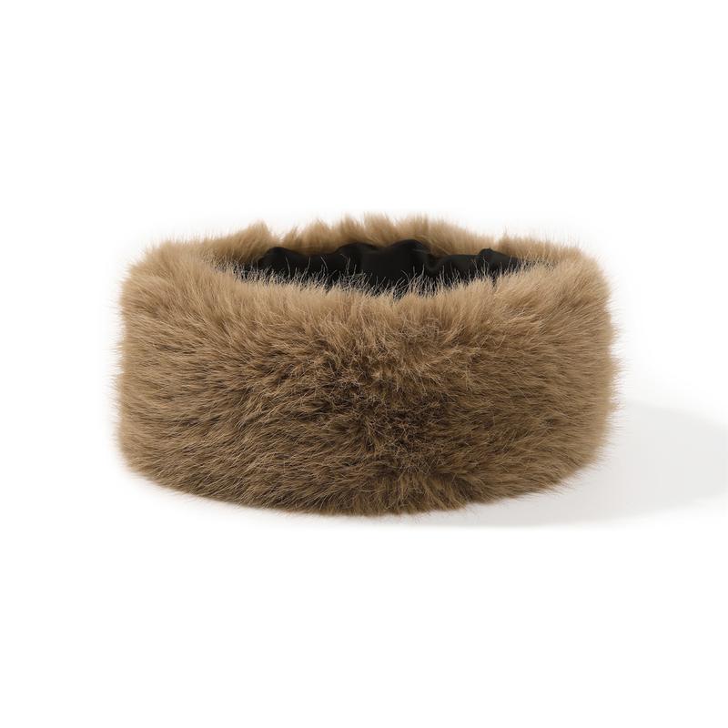 AWAYTR Womens Faux Fur Headbands with Elastic Band Winter Earwarmer Earmuff for Cold Weather Furry Costume