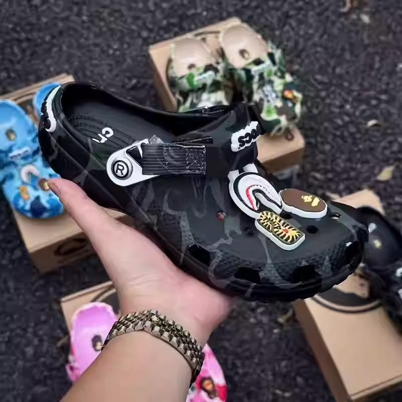 Stealth Black Camouflage Foam Clogs – Shadow Camo Pattern Unisex Slides with Adjustable Heel Strap, Breathable Vent Ports, and Anti-Slip Comfort Sole for Everyday Wear