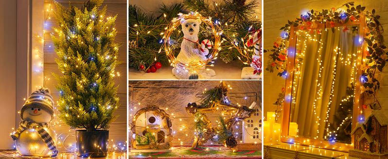 Fairy Lights Battery Operated, 4Pack Total 480LED 40FT Battery Operated Christmas Lights with Timer, Waterproof Starry Firefly Light for DIY Wreath Indoor Outdoor Christmas Decorations