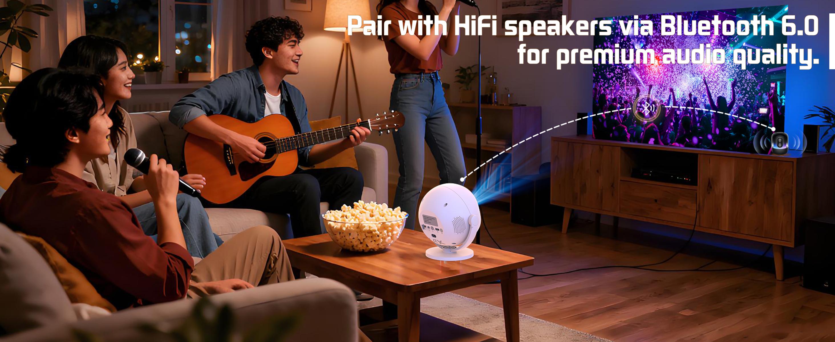 XBJ Portable Projector with WiFi 5G & Bluetooth, HD Home Video Projector for Outdoor Movies, 200" Screen with Built-in Speaker, Support 360° Correction Audio projector 4k projector for bedroom projectors