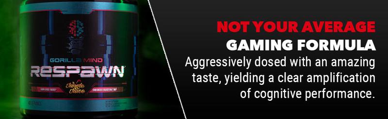 Gorilla Mind Respawn - Gaming Energy Drink Powder - Unmatched Energy,  Amplified Focus, Enhance Reaction Time (40 Servings) Beverage Sport