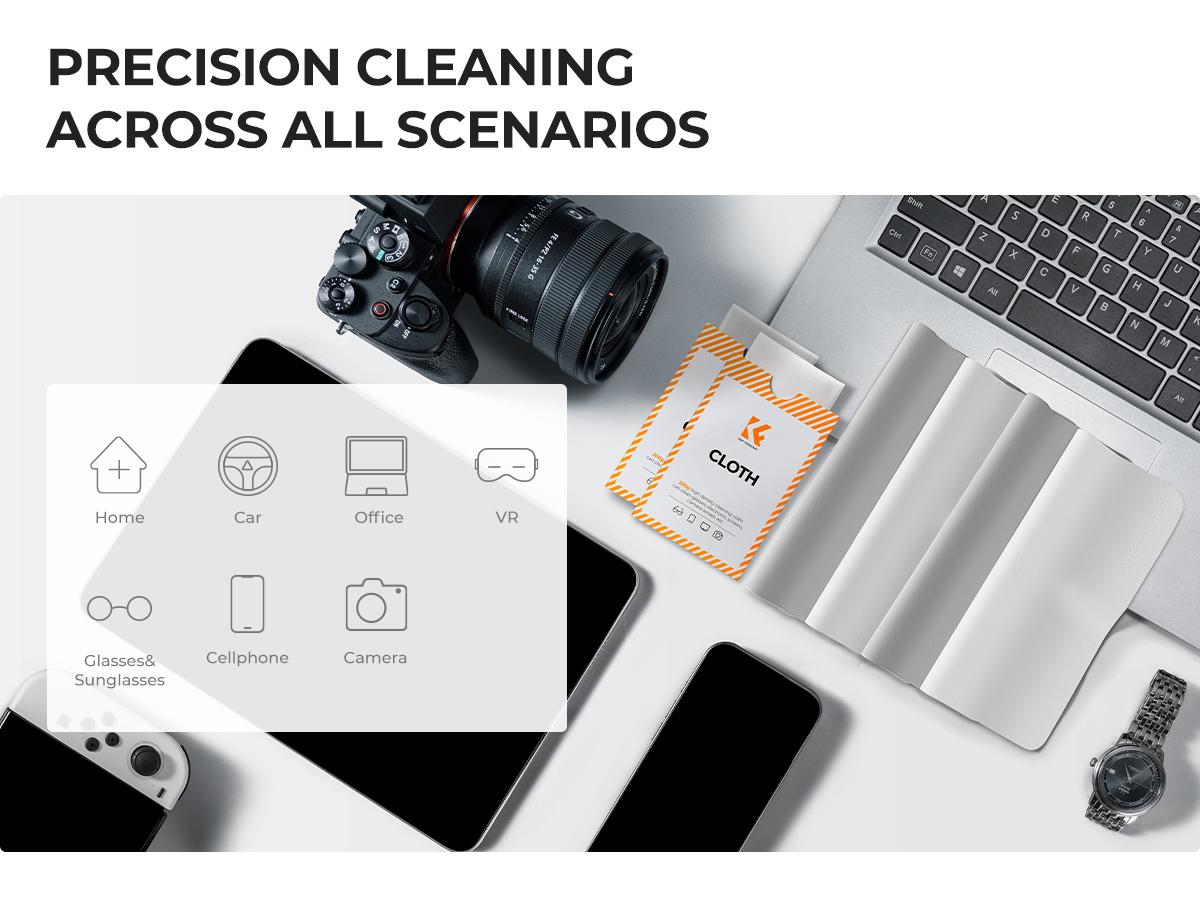 K&F CONCEPT 6-Pack High-Density Absorbent Microfiber Lens Cleaning Cloths, Washable Reusable with Individual Bags, for Eyeglasses, Camera Lenses, Screens, Smartphones, Camera Systems, Smartphone