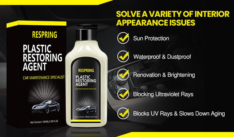 100ML Car Plastic Restorer, Quick Polish, Color Restoration & Protective for Car Panels, Tires & Dashboards, Easy To Use, Long-lasting Protective, Car Detailing Products