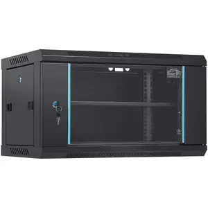 6U Wall-Mount Network Server Cabinet - 15.5'' Deep Enclosure with 200 lbs Max Load Capacity, Locking Glass Door & Side Panels for IT Equipment & A/V Devices