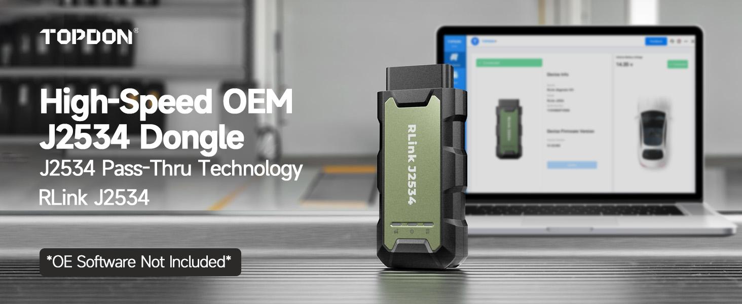 TOPDON RLink J2534 Reprogramming Tool, J2534 Pass-Thru Programmer, OEM Reprogramming and Diagnostic Tool, Supports J2534/D-PDU/CAN-FD/DoIP
