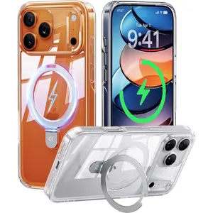 CASEKOO Ultra Clear Magnetic Stand iPhone 17 Pro Max Case [Compatible with MagSafe] [16FT Military-Grade Protection] Transparent Slim Phone Ring 17 Pro Max Phone Cover 6.9 inch, Clear
