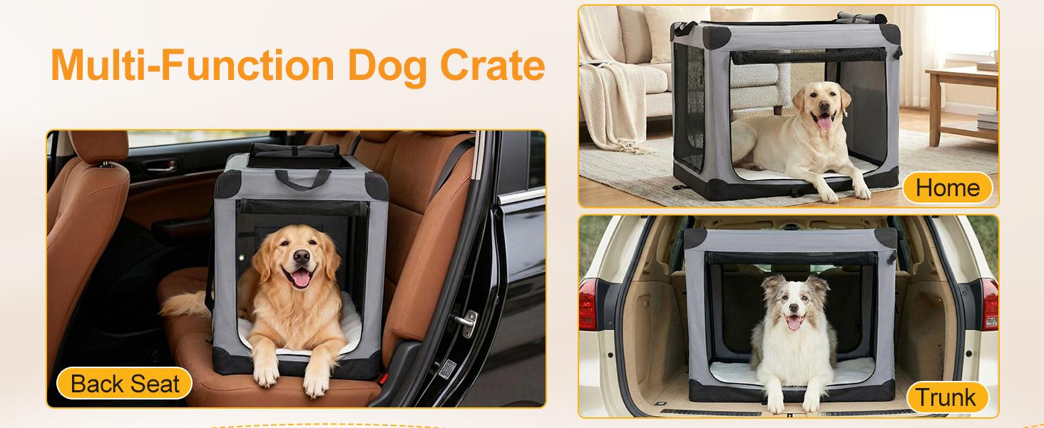 Soft-Sided Dog Crate, Portable Travel Crate With 4-Side Ventilation & No-Tools Setup,Ideal For Car, Hotel, And Vet Visits With Medium Sized Breeds