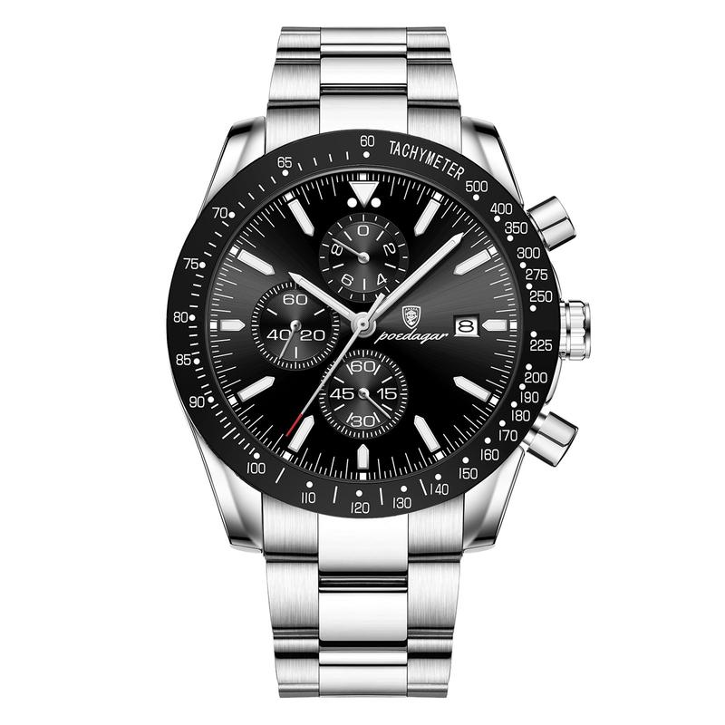 Luxury Men's Quartz Watch – Multifunctional Steel Strap with Countdown, Chronograph & Small Three-Hand Trendy All-match & Exquisite Watch for BirthdayGift with Box Modern Fashionable Wristwatch