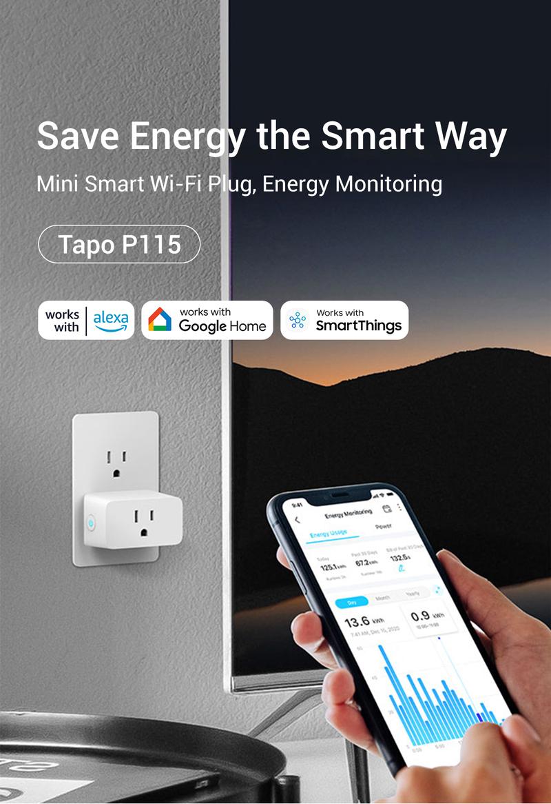 TP-Link & Tapo P115 (4-Pack) – Mini Wi-Fi Smart Plug with Energy Monitoring | 15 A / 1,800 W | Works with Alexa, Google Home & Samsung SmartThings | Remote & Voice Control | Timer / Schedule / Away Mode | ETL Certified | 2.4 GHz Only TP-Link & Tapo P115 (4-Pack) – Mini Wi-Fi Smart Plug with Energy Monitoring | 15 A / 1,800 W | Works with Alexa, Google Home & Samsung SmartThings | Remote & Voice Control | Timer / Schedule / Away Mode | ETL Certified | 2.4 GHz Only