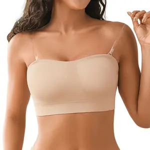 Deangelmon Stay-Put Strapless Bra Invisible, Wire-Free with Silicone Grip Seamless Bandeau for Off-Shoulder & Wedding Wear