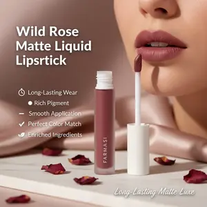 Farmasi Matte Liquid Lipstick Wild Rose Long Lasting 09 Rich Pigment Smooth Application Perfect Color Enriched Pigment