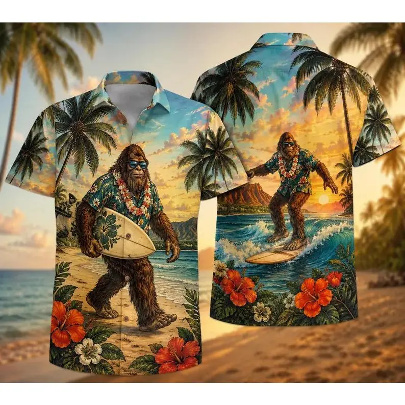Hawaii Shirt,  Hawaiian Shirt,  Surfing Shirt, Sasquatch Shirt,  Tropical Shirt, Palm Tree  Shirt #   TikTokMadeMeBuyIt #   TikTokShop #   USA 250th