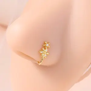 U-shaped nose ring for women, adorned with Zirconia stones – No-piercing nose ring, patterned design, jewelry gift
