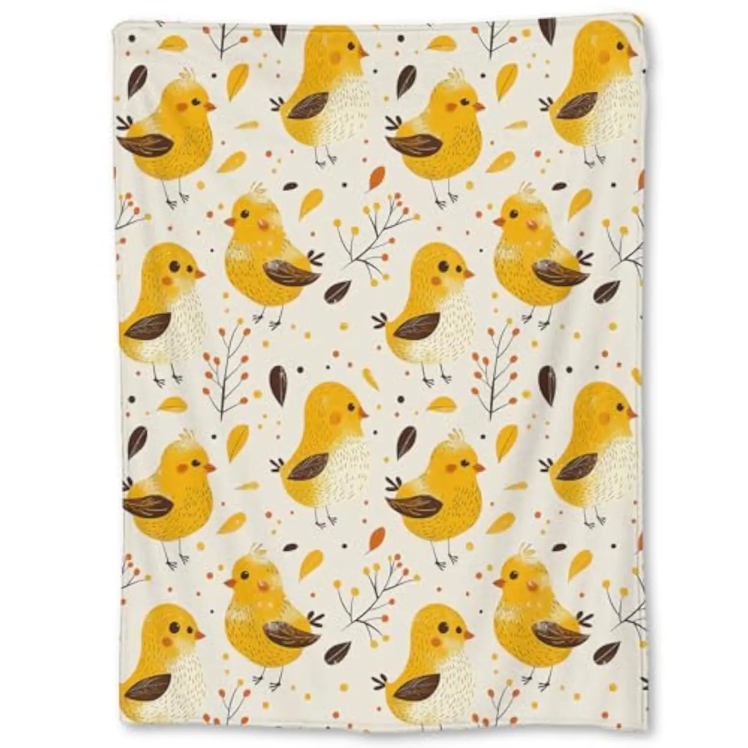 Polyester Adorable Yellow Chick Flannel Throw Blanket - Soft, Lightweight, Cozy for Couch, Television Viewing, Video Games, Studying; 60×50 in Bedding for Grandparents, Home Decor