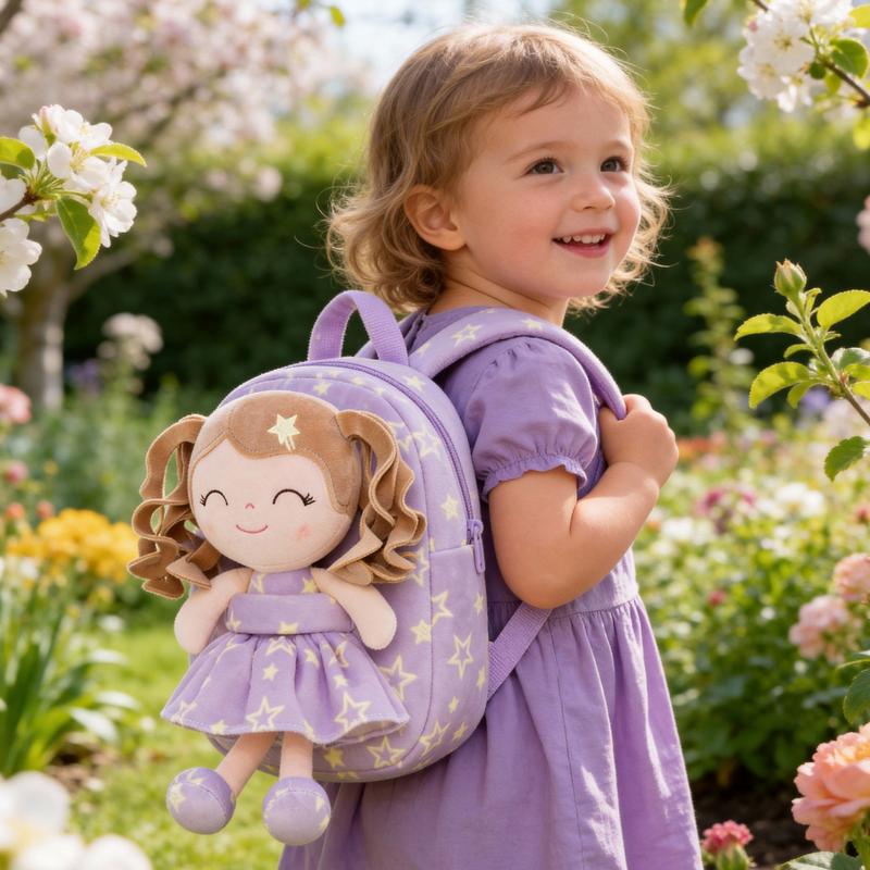 Gloveleya Strawberry Fruit Doll Backpack - 9" Soft Plush Toy Bag with Removable Berry Girl, 2-in-1 Toddler Backpack for Ages 2-4, Sweet Birthday & Valentine's Day Gift for Girls
