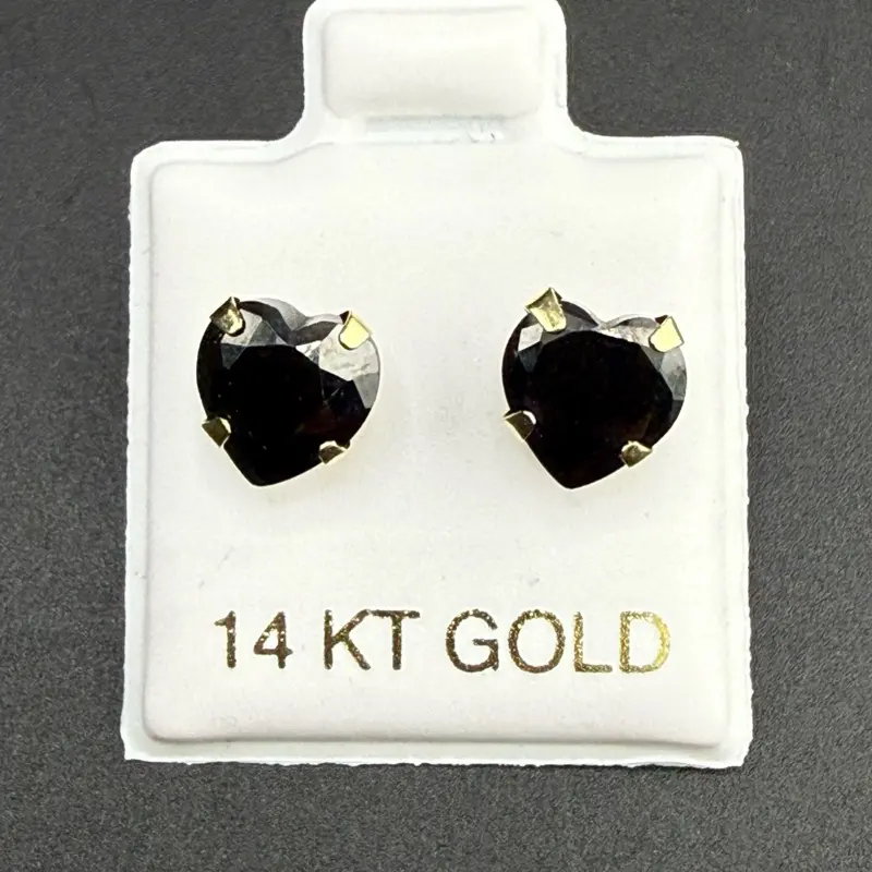 14k gold dark hearts earrings