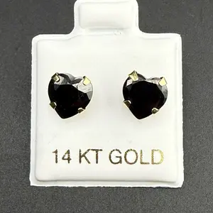 14k gold dark hearts earrings