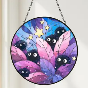 Soot Sprites Stained Glass Suncatcher, Colorful Ghibli Sun Catcher, Unique Gift Suncatcher, Window Hanging Decor, Gifts for Anime Lover