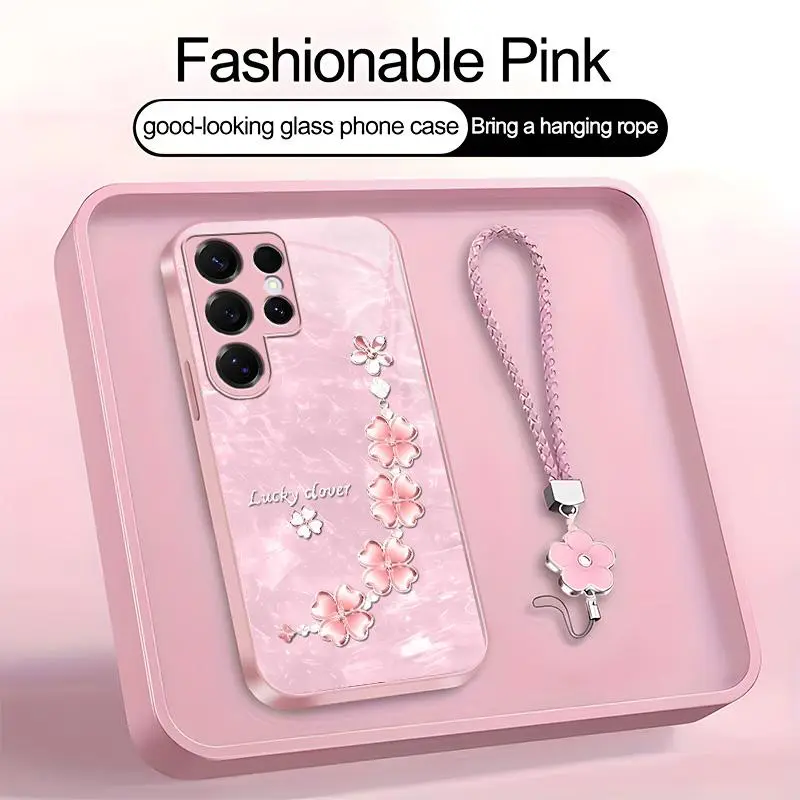 Suitable for [Galaxy S25 Ultra] high-end women's phone case🤩，a beautiful four-leaf clover lanyard is included🍀, exquisite and high-quality, affordable price, drop-resistant and fingerprint-proof YM99