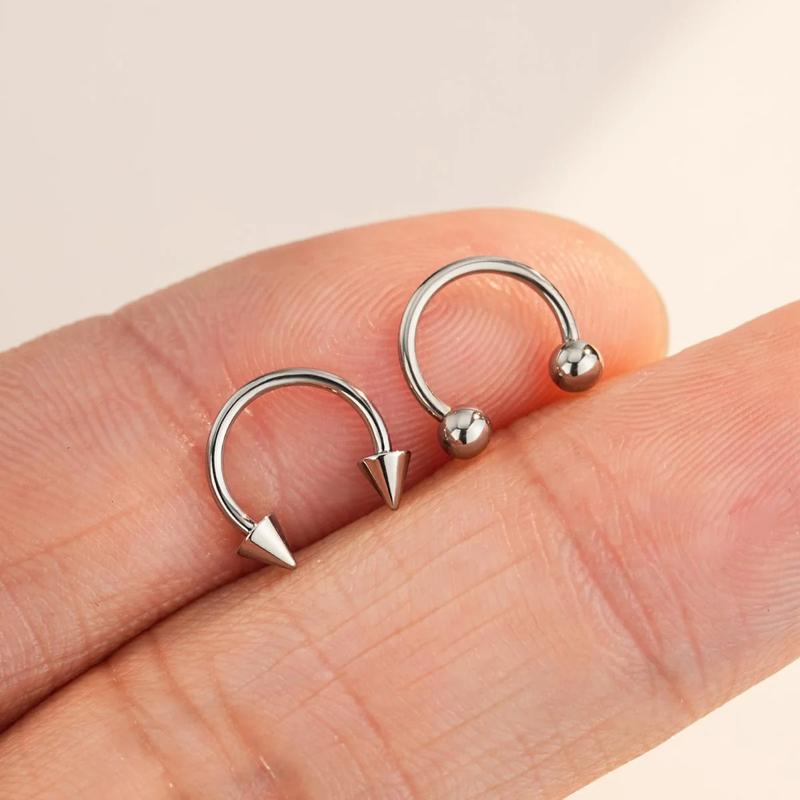 Oufer 2Pcs 18G/16G/14G/12G/10G Titanium Spike/Ball Internally Threaded Horseshoe Septum Pierced Ring Septum Clicer Ring Septum Jewelry Nostril Nose Piercing Body Jewelry