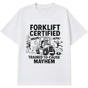 Forklift Certified Funny Graphic Tee for Men – Oversized Streetwear T-Shirt, Trendy Workwear Style, Casual Fall Outfit Gift Classic Menswear