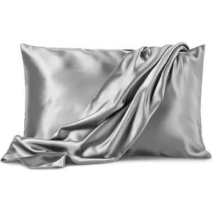 2 Pack Satin Pillowcase - Queen Size (20"x30", Grey) - Silky Pillow Cases for Hair and Skin - Satin Pillow Covers with Envelope Closure - Extra Soft Premium Microfiber