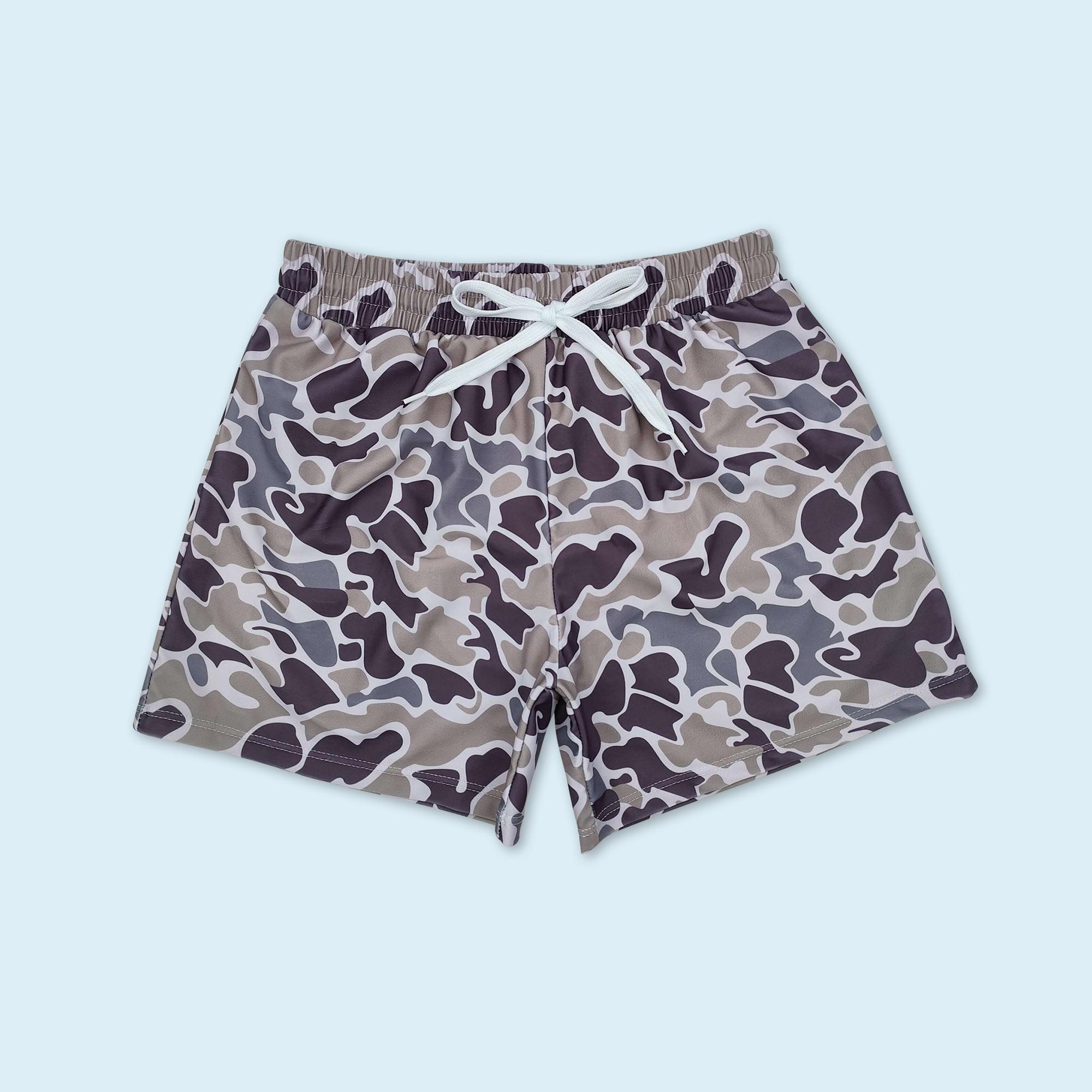 Camo print kids boy family summer swim trunks family swimwear two pieces bikini set soft breathable swimsuit