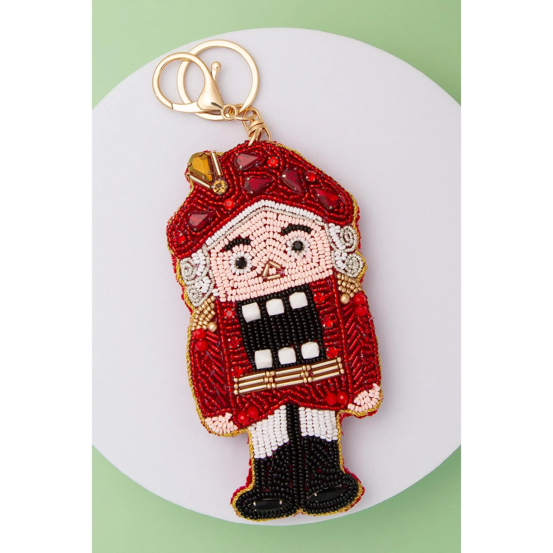 Ana Christmas Nutcracker Crystal Seed Beaded Keychain
