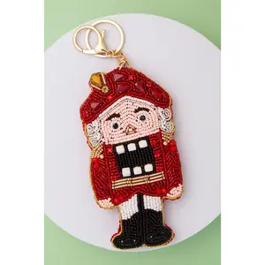 Ana Christmas Nutcracker Crystal Seed Beaded Keychain