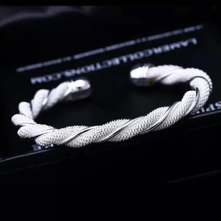 Renza 925 Plated TrX Twisted Rope Bracelet - High-Quality Unisex Adult Daily 925 Silver Bracelet, Complimentary Delivery, Rope Bracelet 925