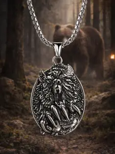 The Armored Kingdom Claw of the Mountain Bear Necklace Stainless Steel Hand-Sculpted Pendant Symbol of Strength and Protection Gothic Mystery Jewelry