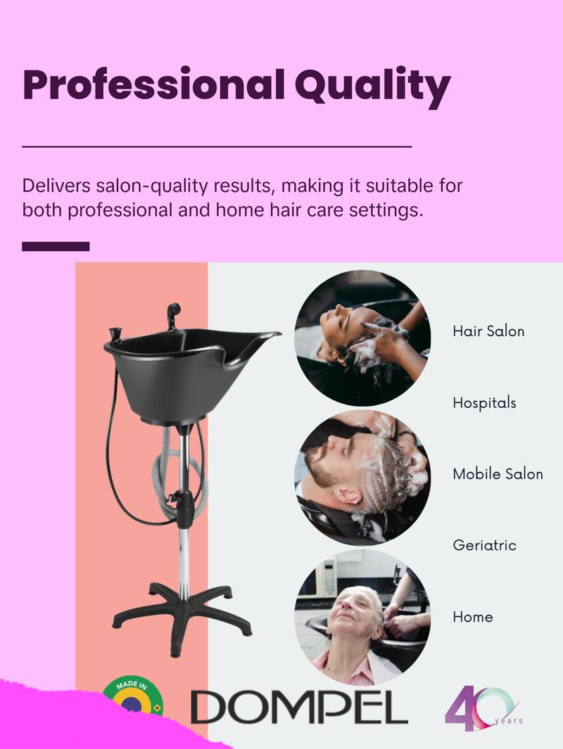 Bundle Wash Unit, Portable Shampoo Sink, Includes Drain Hose and Faucet with Hose, Headrest and Set of 4 Hair Brushes. - Dompel Bundle Wash Unit, Portable Shampoo Sink, Includes Drain Hose and Faucet with Hose, Headrest and Set of 4 Hair Brushes. - Dompel