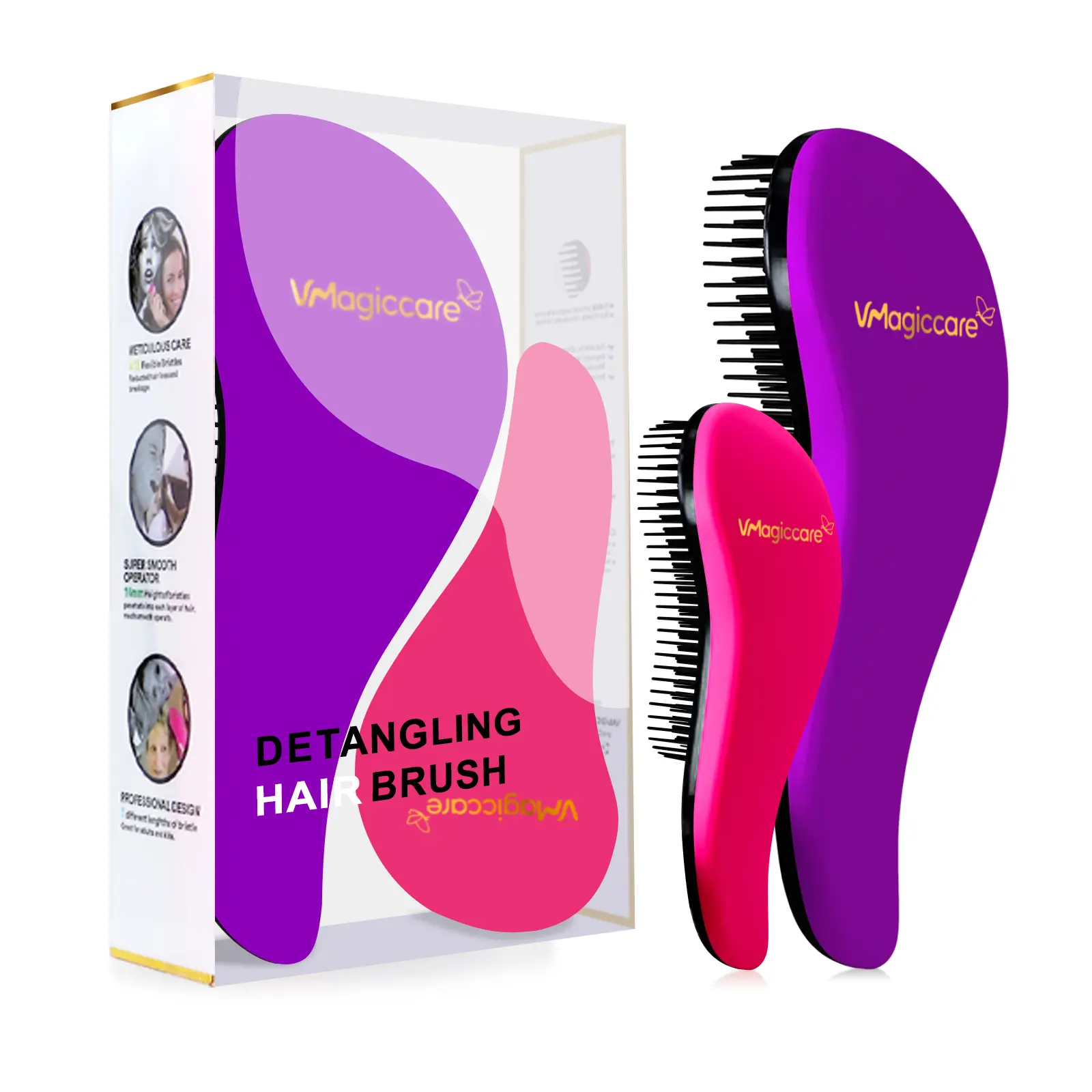 VMAGIC CARE Detangling Hair Brush, Anti-Snagging & No-Tug Hairbrush for Wet, Curly, or Straight Hair - For Women, Men & Kids, Hair Brush Detangler, Anti-Snagging Hair Brushes & Combs