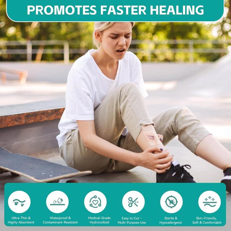 Upadated hydrocolloid Bandages,2in*12ft Hydrocolloid Roll for Wound Care,Medical-Grade Hydrocolloid Patch Bandages with Self-Adhesive, Flexible & Waterproof DIY Size & Shape (2in*12ft)