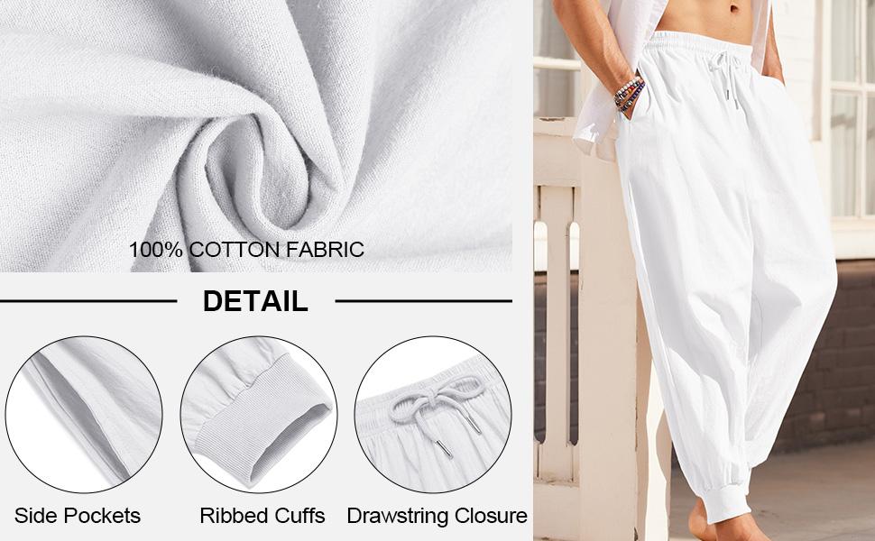 COOFANDY Men's Pants Hippie Harem Baggy Linen Boho Yoga Casual Drop Crotch Trouser Gift Ideas