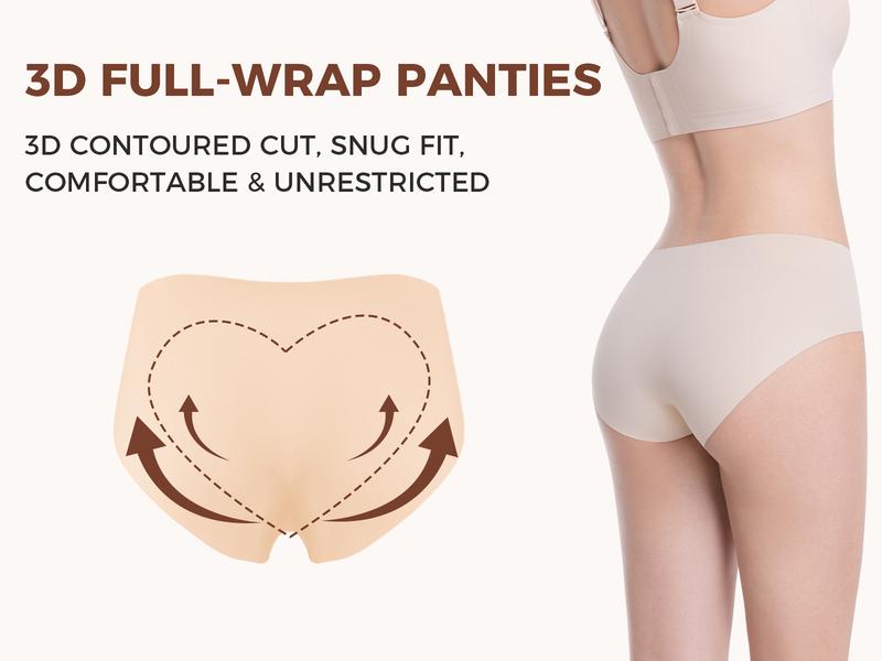 Women’s Seamless Full Coverage Underwear – Breathable No Show Silky Stretch Brief Panties, 5-Pack for Everyday Comfort