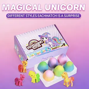 Unicorn Hatching Eggs 6 Pack Magic Grow in Water Toy with Surprise Unicorns for Kids Party Favors & Gifts Safe Fun Magical Transformation Outdoor Play