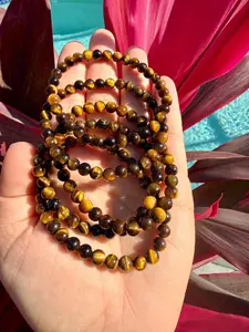 Natural Tiger’s Eye 6mm Beaded Stretch Bracelet | Brown Gold Chatoyant Gemstone Jewelry