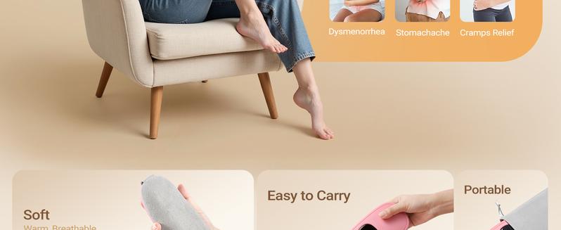 IDOO Portable Cordless Heating Pad, Valentines Day Gift, Triple Vibrating Waist & Abdominal Massager for Cramps Relief, 5S Fast Heating, Perfect Gift for Women, Period Cramp Solution, Endometriosis Pain Relief