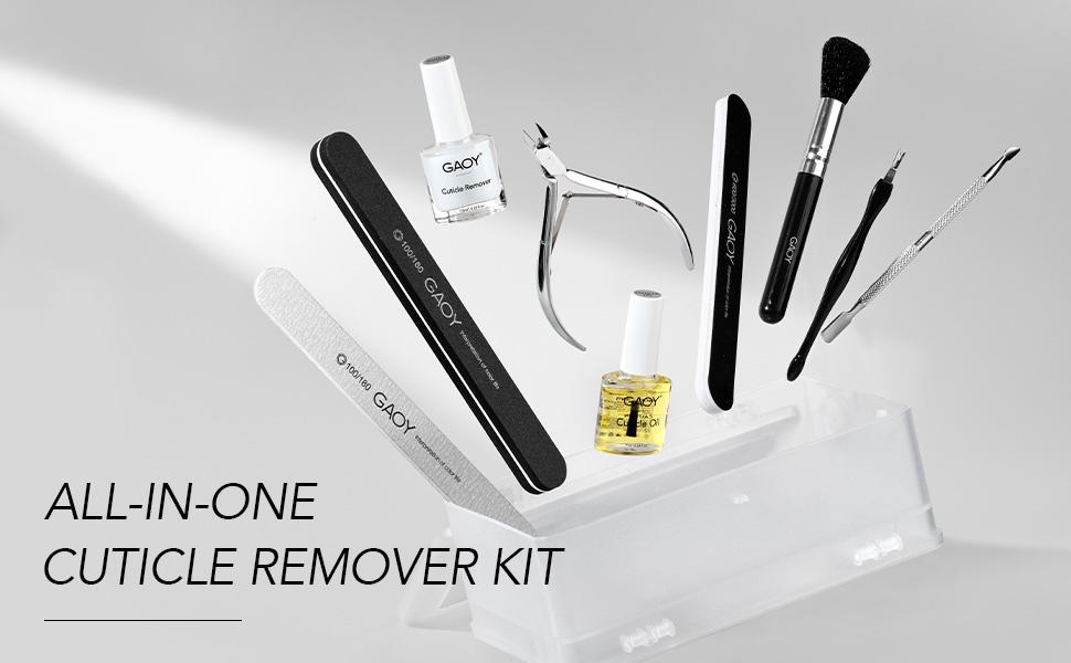 GAOY Cuticle Remover Kit, All-in-One Cuticle Trimmer and Nipper, Nail Oil and Softener, Professional Nail Care Kit with Manicure Tools Files and Buffers for Home & Salon Use